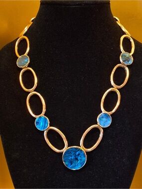 Cristine Sabatini MALDIVES Gold-Link Necklace with Blue Abalone